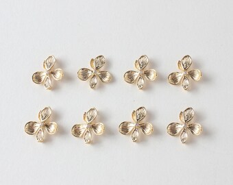 人気ショップ Plated Gold 18K 16x17mm 2pcs/4pcs/10pcs Brass Flower Zircon アクセサリー