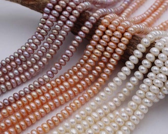 1 Strand 6mm Freshwater Pearl Beads,Abacus Pearl Beads,Button Pearls for Jewelry Making Y395