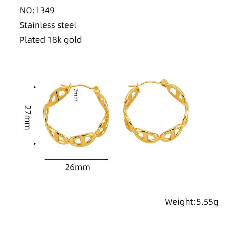 2pairs/5pairs 18K Gold Plated Stainless Steel C Ear Studs