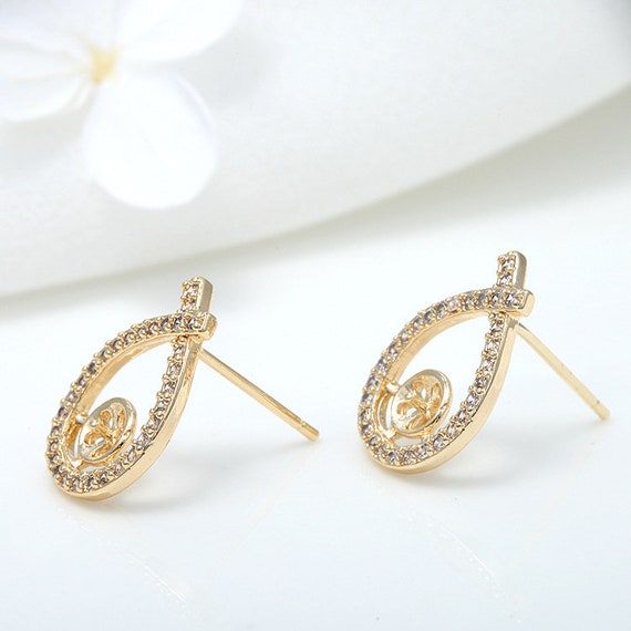 2pairs/5pairs 12x16mm 14K Gold Plated Brass CZ Pave Drop 2pairs/5pairs 12x16mm 14K Gold Plated Brass CZ Pave Drop