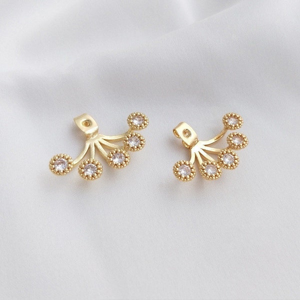 2pairs/5pairs 14K Gold Plated Brass Zircon Ear Plug  Earplug Ear Backs Ear Back Stopers YR175