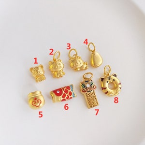 1pc/2pcs/5pcs 14k Gold Brass Tiger Animal Charm Pendants YG349