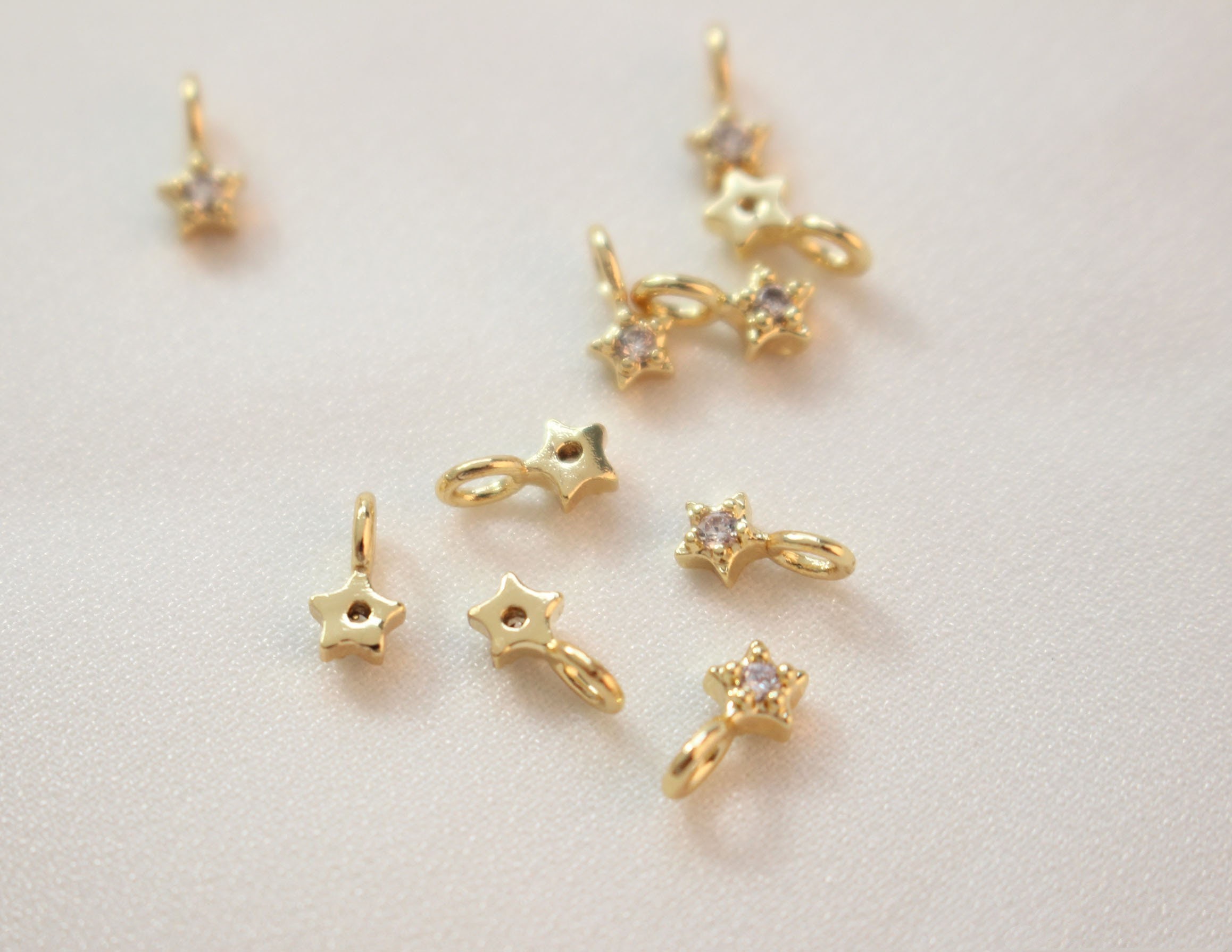 2pcs/4pcs/10pcs 3.5x6mm 14k Gold Plated Brass Zircon Star