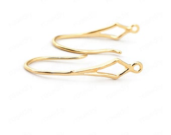 10pcs 24mm 24K Gold Brass Ear Hook Earring Hooks M33202