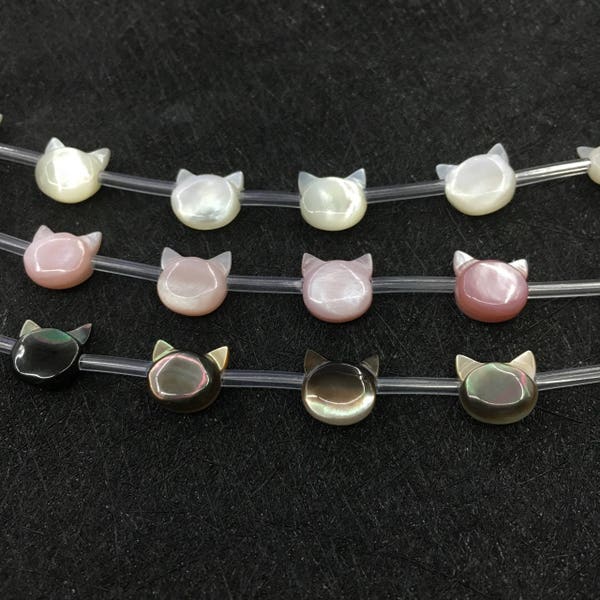 20pcs 8x9mm Natural MOP Cat Beads Mother of Pearl Cat Beads LF7424