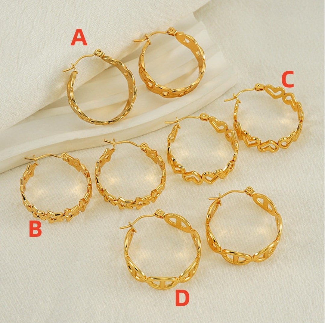 入荷中 Steel Stainless Plated Gold 18K 2pairs/5pairs C Studs Ear ピアス