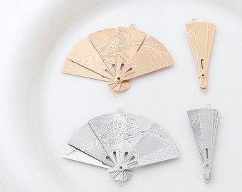 2pcs/4pcs/10pcs 18k Gold Plated Brass Folding Fan Geometry Charm Pendant Connector BY8821