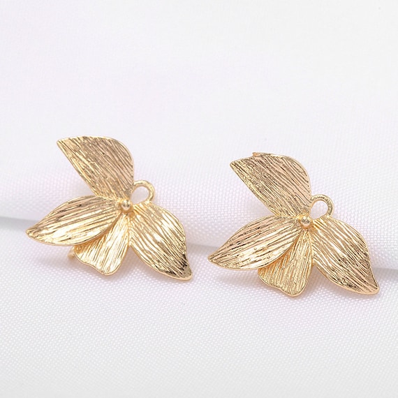 20pcs 15x21mm 14k Gold Plated Brass Leaf Charm Pendants