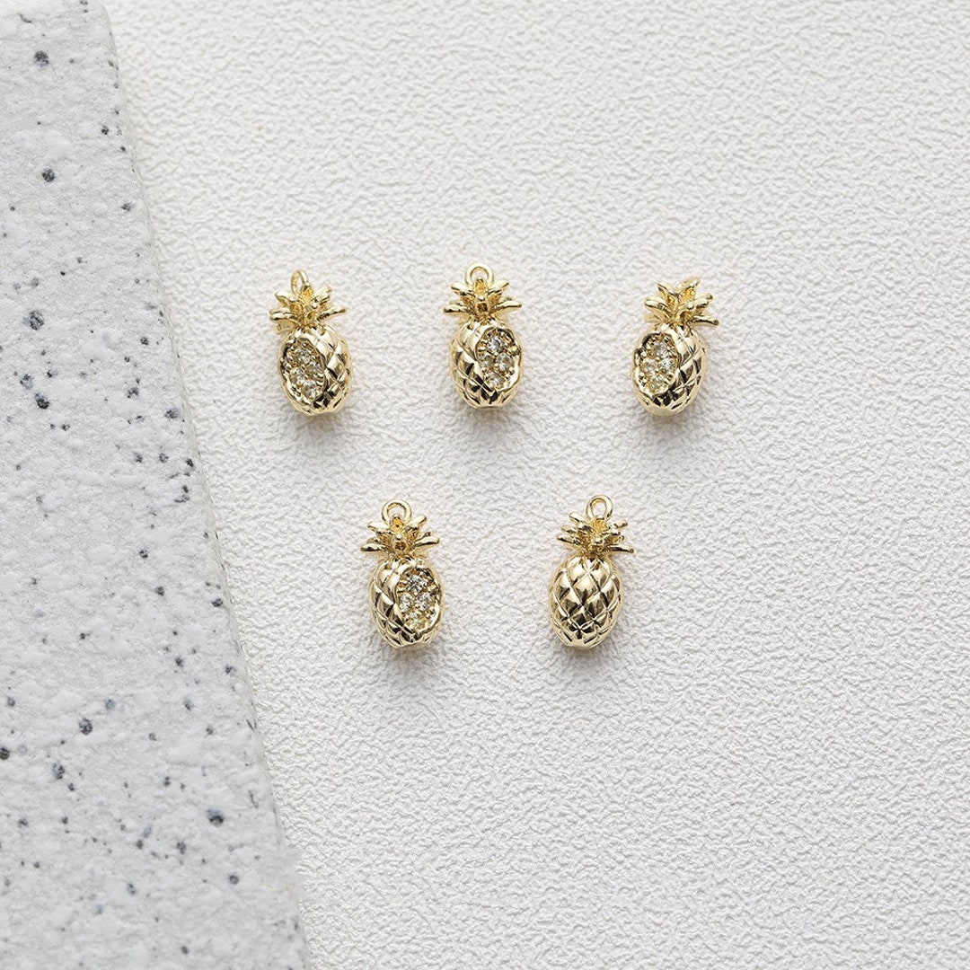 2pcs/4pcs/10pcs 8x14mm 14k Gold Plated 3D Zircon Pineapple Fruits Charm  Pendant GG1435 - Etsy