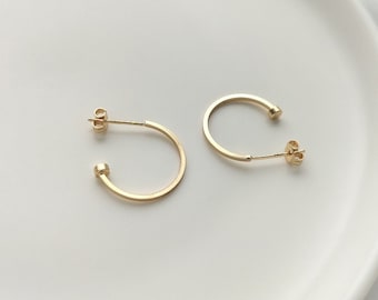 2 paires/5 paires 18MM 14K plaqué or en laiton C clous d'oreille géométrie clous d'oreille avec broche en argent Sterling 925 YR371