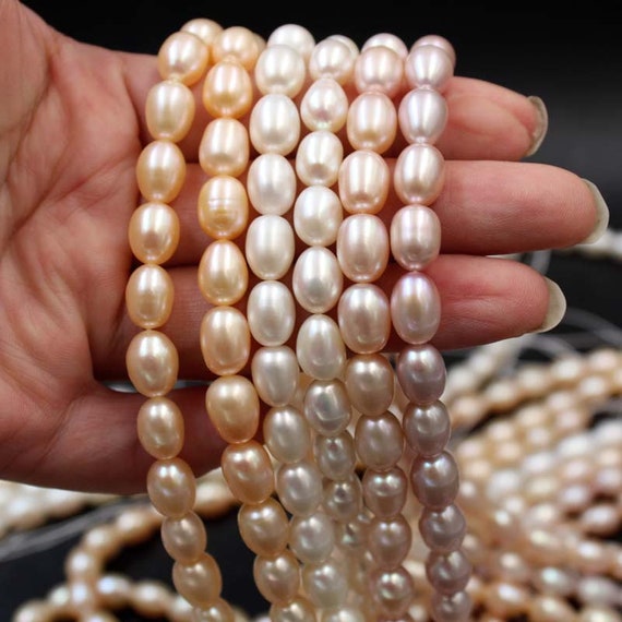 1 Strand Freshwater Rice Pearls,fresh Water Oval Pearl Beads for