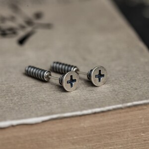 S925 Sterling Silver Screw Ear Studs Earrings Punk Ear Studs Earrings AY3121