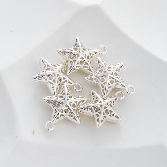 2pcs/4pcs/10pcs 15mm 14K Gold Plated Brass Hollow Out 3D