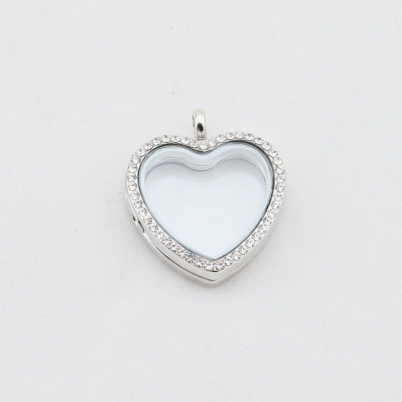 5pcs 30mm Rhinestone Heart Locket Glass Locket Pendant Etsy