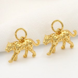 チャームいろいろ14個セット 10pcs 13x20mm 14k Gold Brass Leopard Charm Pendants ZX4185