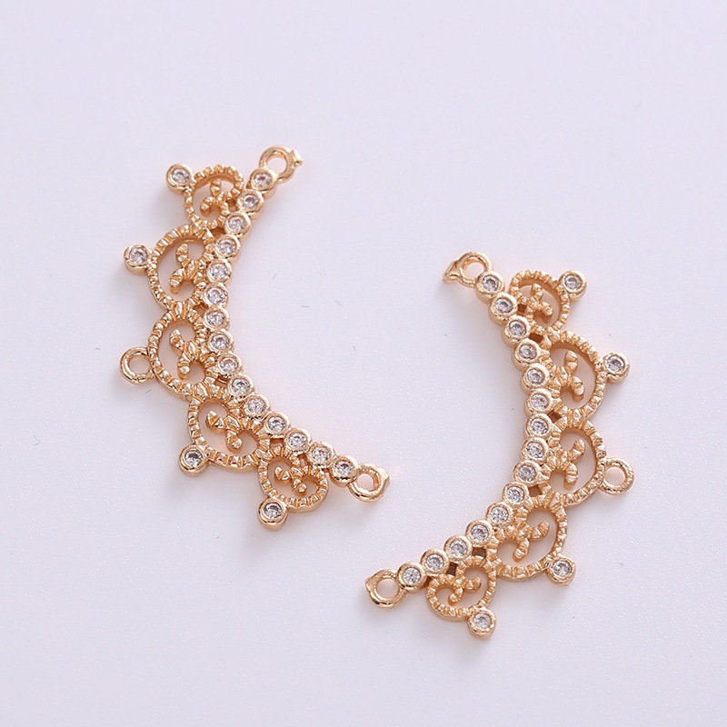 2pcs/4pcs/10pcs KC Gold Plated Brass Zircon Bar Moon Lace 2pcs/4pcs/10pcs KC Gold Plated Brass Zircon Bar Moon Lace