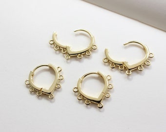 2pairs/5pairs 20x17mm 18K Gold Plated Brass Hollow Out Drop Ear Studs Geometry Earring Studs GG1588