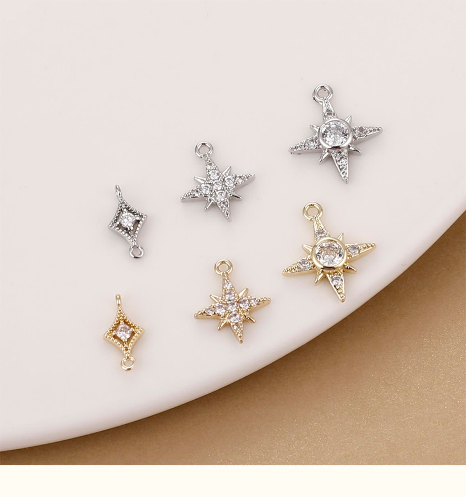 EUROGiRL mk2 シーケンサー 2pcs/4pcs/10pcs 14k Gold Plated Brass CZ Pave Zircon Star