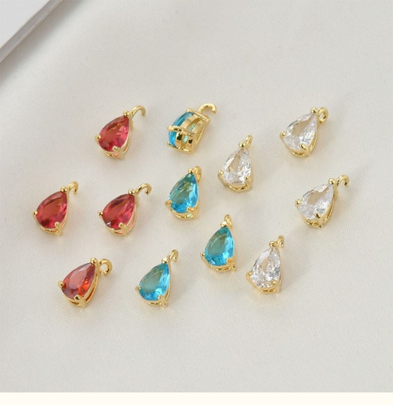 2PCS 4PCS 10PCS 5x9mm 14K Gold Plated Brass Crystal Drop Geometry