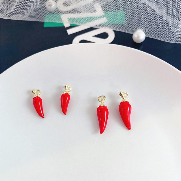 10pcs Alliage Red Chili Pepper Charm Pendentifs DH144