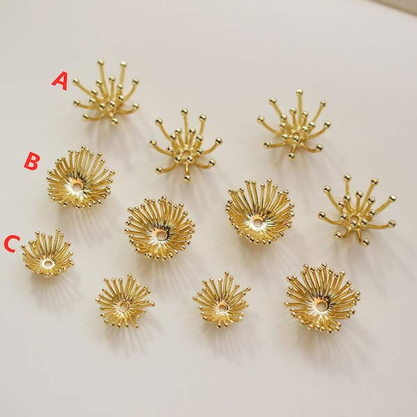 2pcs/4pcs/10pcs 18K Gold Plated Brass Pistil Stamen Charm Pendants GG919