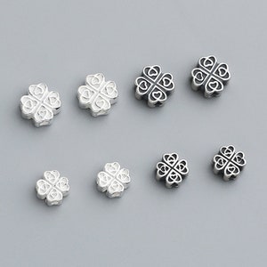 2 pièces/4 pièces/10 pièces S925 perles de trèfle en argent Sterling perles entretoises perles d'espace perles de fleurs BBL115