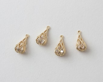 2PCS/4PCS/10PCS 10x21mm 18K Gold Plated Brass Hollow Out 2PCS/4PCS/10PCS 10x21mm 18K Gold Plated Brass Hollow Out