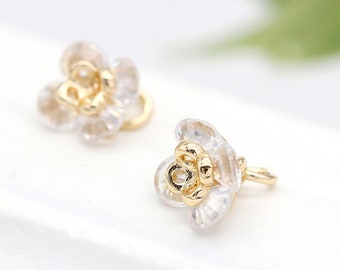 10pcs 7x9mm 14k Gold Plated Brass CZ Pave Zircon Flower 10pcs 7x9mm 14k Gold Plated Brass CZ Pave Zircon Flower