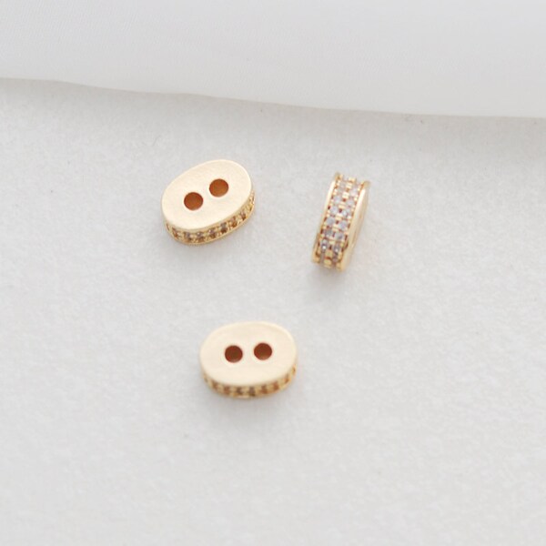 2pcs/4pcs/10pcs 7x10mm 14K Gold Plated Brass Zircon Pig Snout Beads Space Beads Spacer Beads TR305