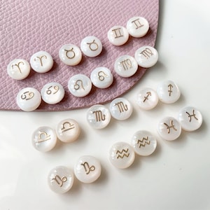1Set White Shell 12 Zodiac Signs Constellation Beads Round Beads Heart Beads  D0106