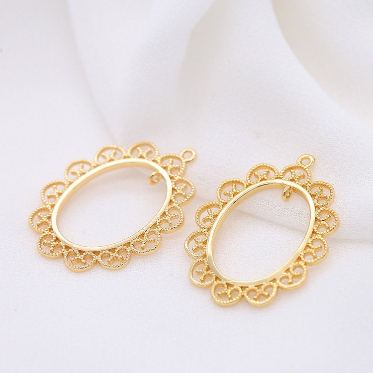 10pcs 14K Gold Plated Brass Oval Geometry Charm Pendant 10pcs 14K Gold Plated Brass Oval Geometry Charm Pendant