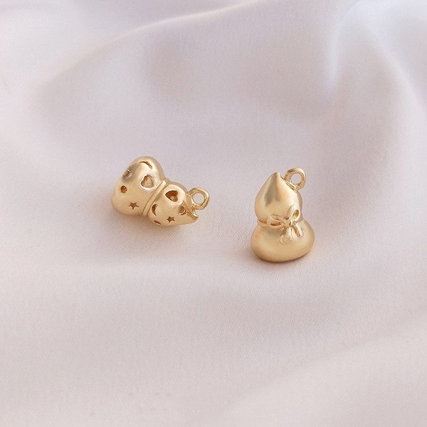 2pcs/4pcs/10pcs 8.5X11.5MM 14K Gold Brass 3D Gourd Charm Pendant YG341