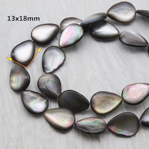 20pcs 13x18mm naturale nero MOP Drop Perline, Perline Shell, perle di madreperla nera B020203-1