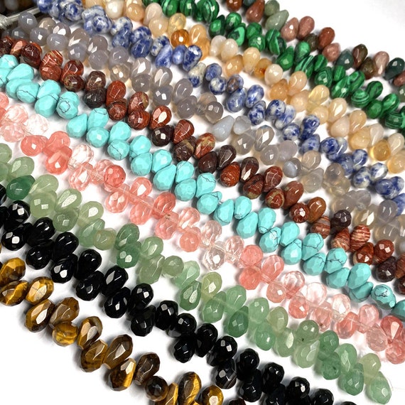 44pcs 6x9mm Water Drop Beads Faceted Natural Stone Beads Top Etsy