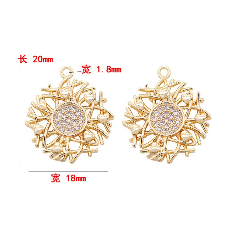 10pcs 20x16mm 14k Gold CZ Pave Zircon Clover Charm Pendants