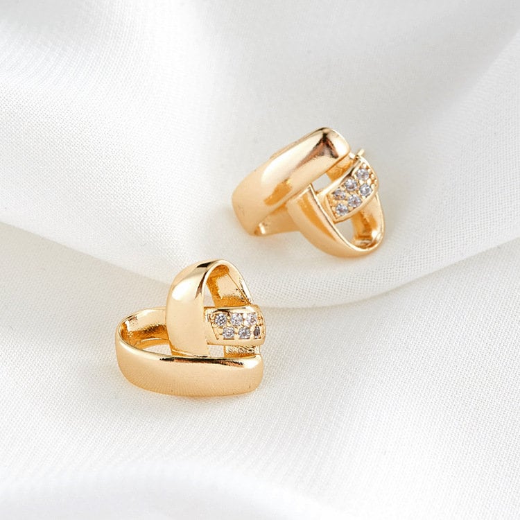 在庫処分セール 言い換え Gold 14K 15x13mm 2pairs/5pairs Plated Ear Heart Zircon Brass アクセサリー
