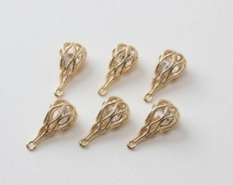 2PCS/4PCS/10PCS 10x21mm 18K Gold Plated Brass Hollow Out 2PCS/4PCS/10PCS 10x21mm 18K Gold Plated Brass Hollow Out