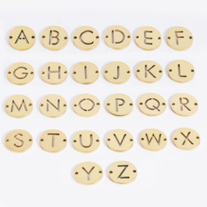 10pcs 12mm Letras de acero inoxidable, Letras A-Z, 26 Conector colgante de encanto de letras mayúsculas Y531G