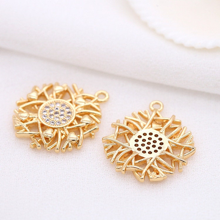 10pcs 18x20mm 14k Gold Plated Brass CZ Pave Zircon Bird's