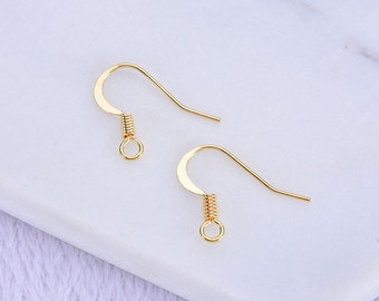 50pairs Real Gold Plated Brass Ear Hook Earring Hooks E070034-2