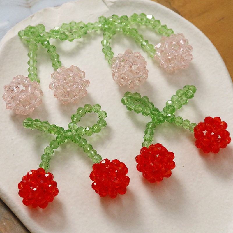 Nogeqi Red Glitter Cherry Charm for Purse Keychain with Key