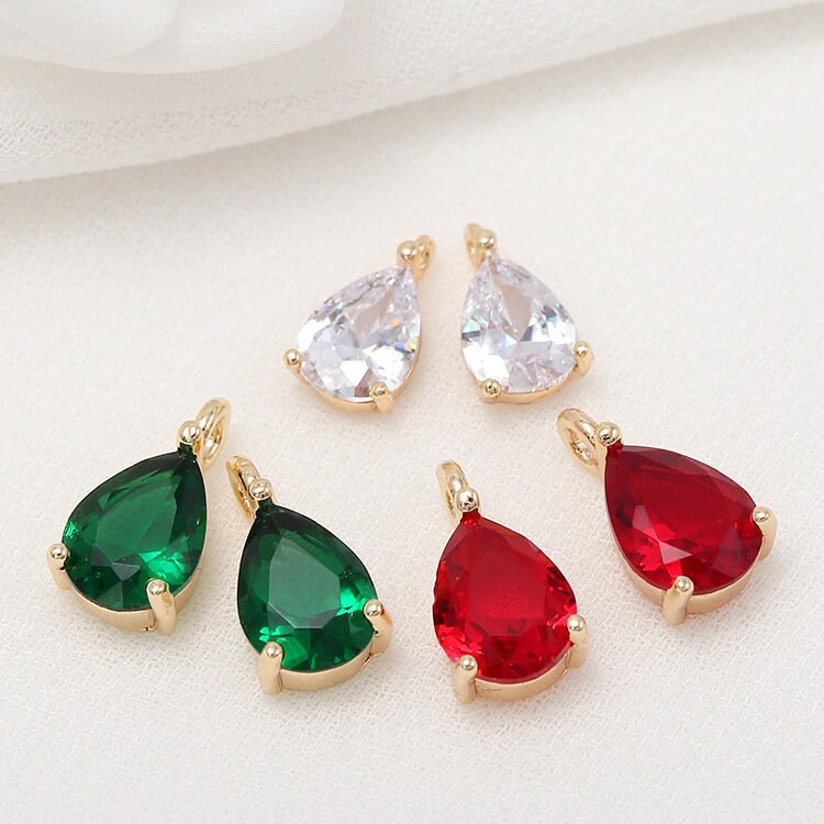アクセサリー Forsale 10pcs 14k Gold CZ Pave Zircon Drop Charm Pendant ZX3706 - Etsy