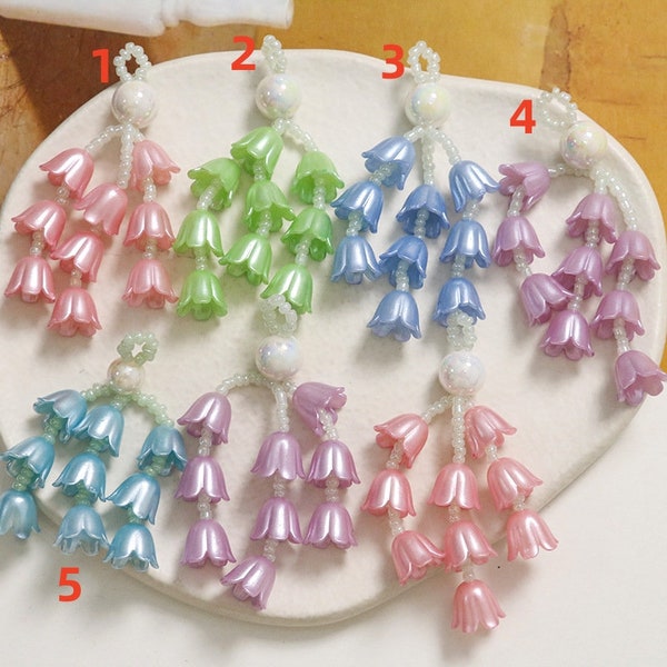 2pcs/4pcs/10pcs Acryl Glass Beads Flowers Tassels Charm Pendant For Jewelry Making SHD2-9