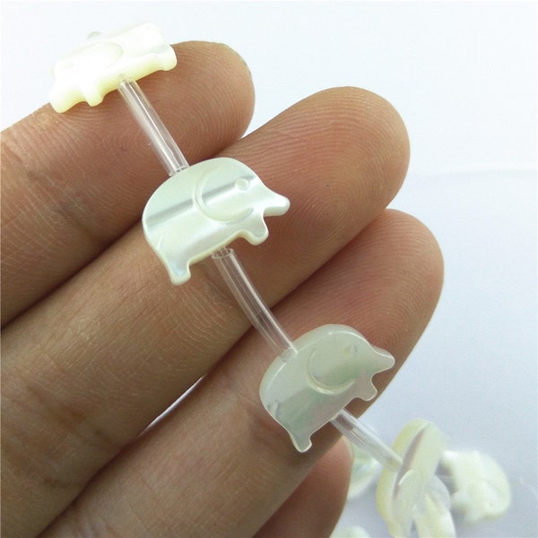10pcs 8x12mm Natural White MOP Elephant Pendants White Mother of Pearl Carved Elephant Charms BK009