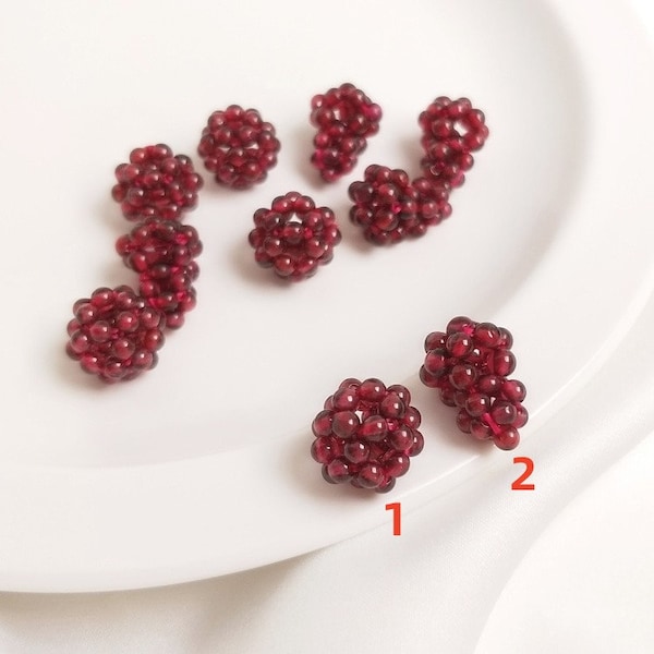 2pcs/4pcs/10pcs Garnet Ball Beads Grape Charm Pendants YA28