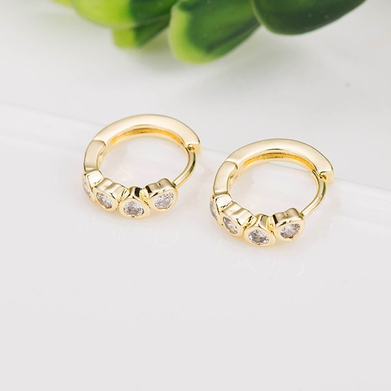 ネット限定お買い得商品 - ショップチャンネル Brass Plated Gold 14K 13mm 2pairs/5pairs CZ Round Pave アクセサリー