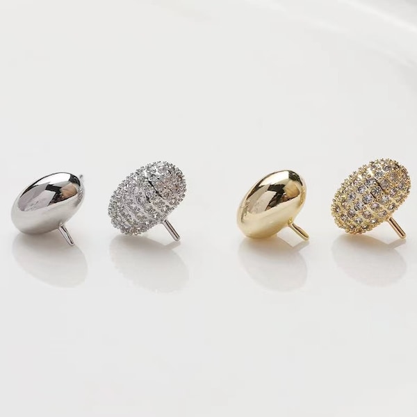 2pairs/5pairs 14K Vergulde Messing Zirkoon Ovale Oorstekers Geometrie Oorbel Studs Met 925 Sterling Zilveren Pin GG2215