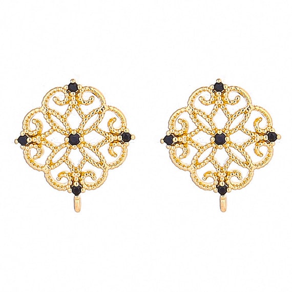 5pairs 16x18mm 14K Gold Plated Brass Hollow Out Clover