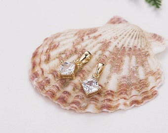 10pcs 16.5x9.5mm 14k Gold Plated Brass Rhombus Zircon Charm 10pcs 16.5x9.5mm 14k Gold Plated Brass Rhombus Zircon Charm