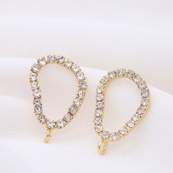 23x15mm 14K Gold Plated Brass CZ Pave Irregular Geometry 23x15mm 14K Gold Plated Brass CZ Pave Irregular Geometry
